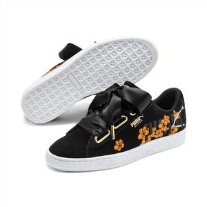 Suede Heart Floral Women's Sneakers